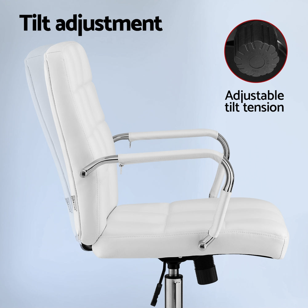 NNEDSZ Artiss Office Chair Seat PU Work Computer Desk Chairs-4