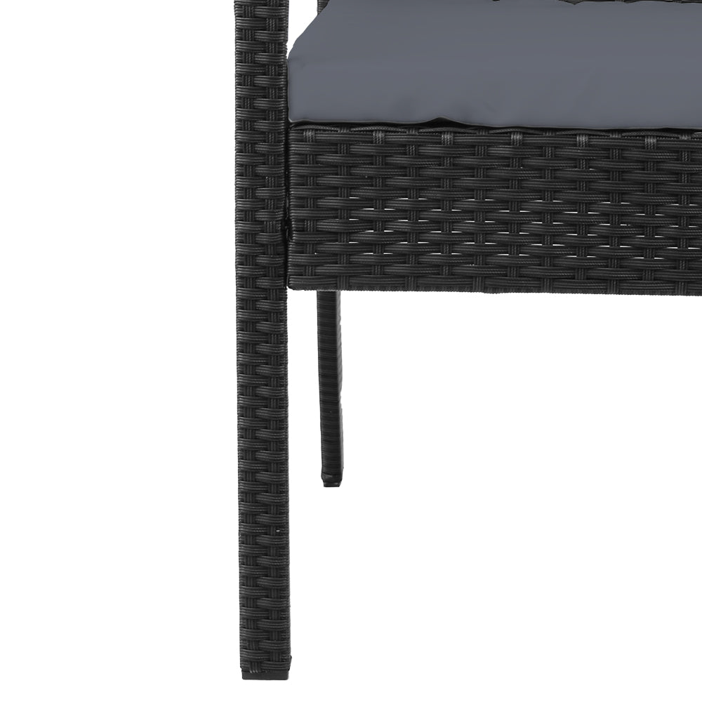 NNEDSZ Set of 2 Outdoor Dining Chairs Wicker Chair Patio Garden Furniture Lounge Setting Bistro Set Cafe Cushion Gardeon Black-4