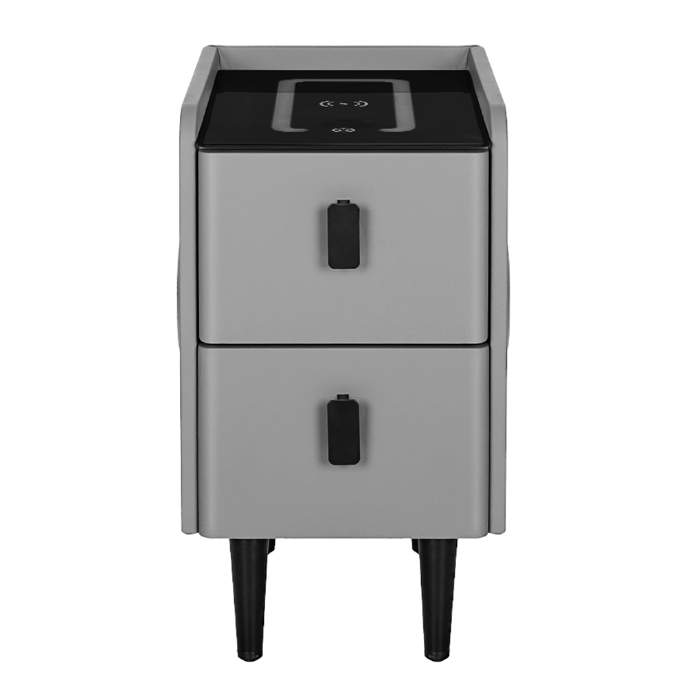 NNEDSZ Artiss Smart Bedside Table 2 Drawers with Wireless Charging Ports LED Grey AIDA-2
