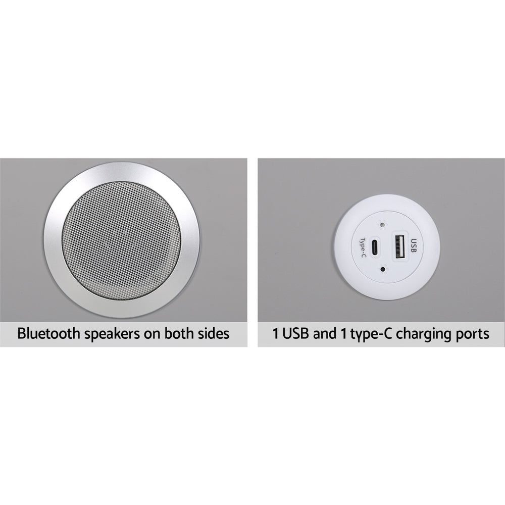 NNEDSZ Artiss Smart Bedside Table 2 Drawers with Wireless Charging Ports LED Grey AIDA-4