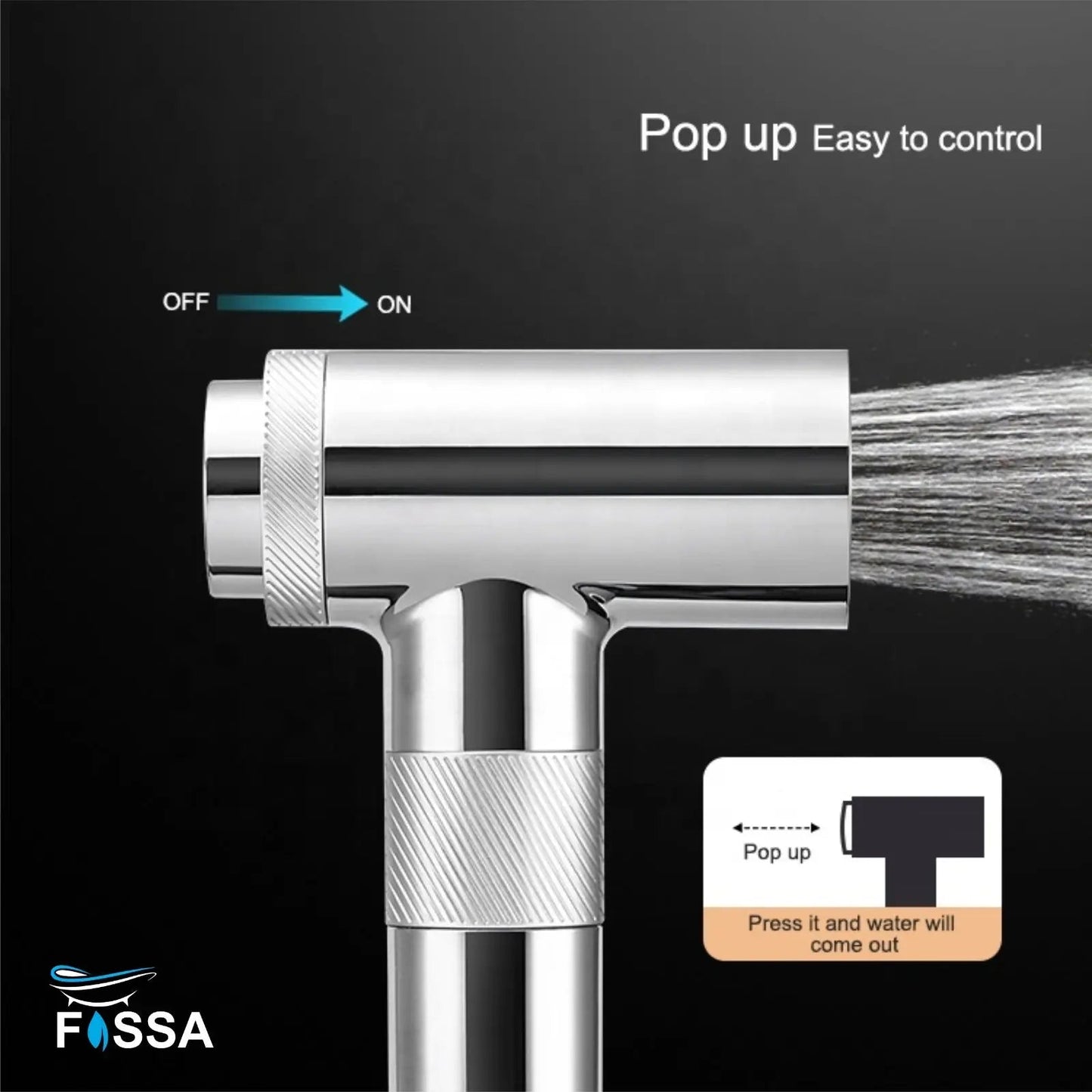 Fossa Magneto Health Faucet/Bidet Sprayer for Toilet and Bathroom with 1 Mtr Hose Pipe and Magnet Holder (Silver) HF-1922-1