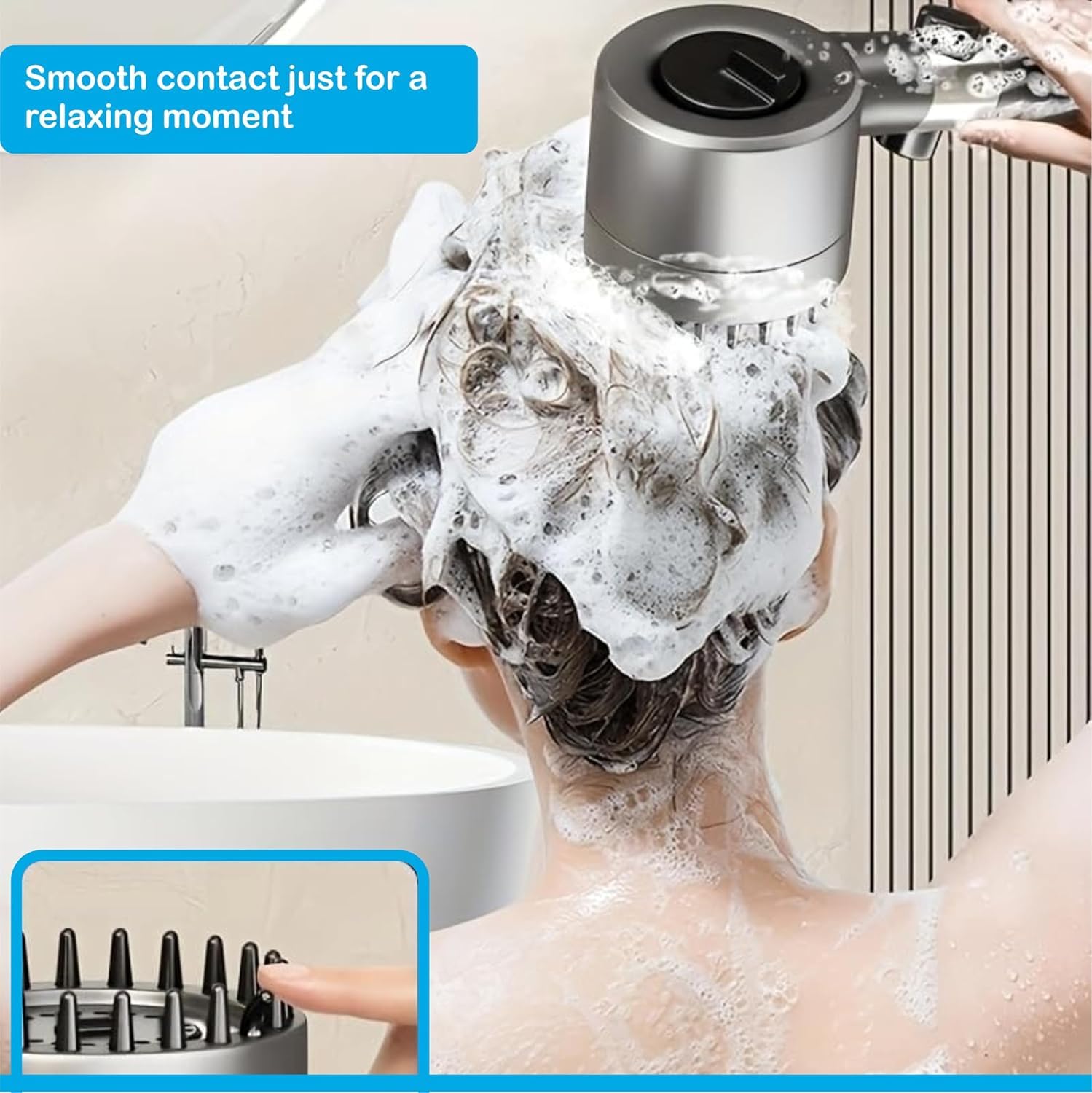 Fossa Snow Shower Head with Filter, High Pressure Shower Head Water Saving, Massage Hand Shower with 3+1 Jet Types, Rain Shower Head with Stop Function, with 1.5 Meter Stainless Steel Hose Pipe, Hook-4