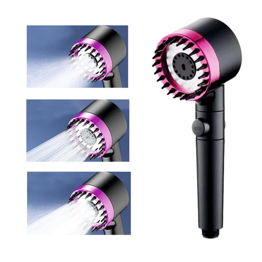 Fossa Snow Shower Head with Filter, High Pressure Shower Head Water Saving, Massage Hand Shower with 3+1 Jet Types, Rain Shower Head with Stop Function (Pink)-0